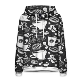 Мужская толстовка 3D с принтом Drink Coffe в городе Новоалтайск, 100% полиэстер | двухслойный капюшон со шнурком для регулировки, мягкие манжеты на рукавах и по низу толстовки, спереди карман-кенгуру с мягким внутренним слоем. | coffee | кофе | паттерн