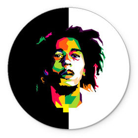 Коврик круглый с принтом Bob Marley в городе Новоалтайск, резина и полиэстер | круглая форма, изображение наносится на всю лицевую часть | Тематика изображения на принте: боб марли | поп арт