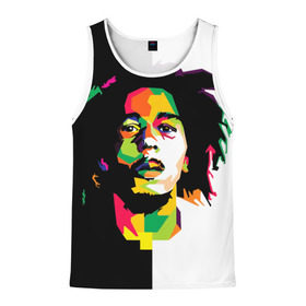 Мужская майка 3D с принтом Bob Marley в городе Новоалтайск, 100% полиэстер | круглая горловина, приталенный силуэт, длина до линии бедра. Пройма и горловина окантованы тонкой бейкой | Тематика изображения на принте: боб марли | поп арт