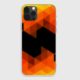 Чехол для iPhone 12 Pro Max с принтом Trianse Orange в городе Новоалтайск, Силикон |  | Тематика изображения на принте: оранжевый | полигоны | треугольники | черный