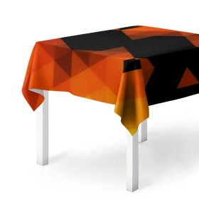 Скатерть 3D с принтом Trianse Orange в городе Новоалтайск, 100% полиэстер (ткань не мнется и не растягивается) | Размер: 150*150 см | оранжевый | полигоны | треугольники | черный