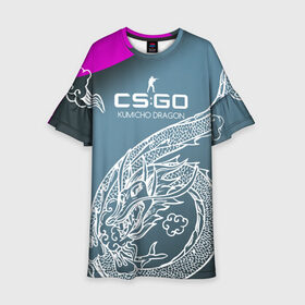 Детское платье 3D с принтом cs:go - Kumicho Dragon style (Дракон-предводитель) в городе Новоалтайск, 100% полиэстер | прямой силуэт, чуть расширенный к низу. Круглая горловина, на рукавах — воланы | cs | csgo | kumicho dragon | дракон дредводитель | ксго