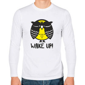 Мужской лонгслив хлопок с принтом Owl. Wake up! в городе Новоалтайск, 100% хлопок |  | bird | owl | няша | птица | сова | совунья | совушка | сыч