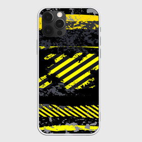 Чехол для iPhone 12 Pro Max с принтом Grunge Line в городе Новоалтайск, Силикон |  | желтый | полосы | серый | черный