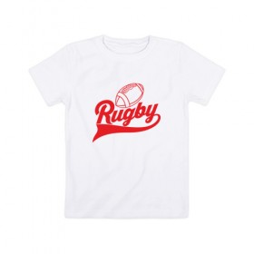 Детская футболка хлопок с принтом RUGBY в городе Новоалтайск, 100% хлопок | круглый вырез горловины, полуприлегающий силуэт, длина до линии бедер | america | brokenfinger | dotrugby | league | nails | rugby | rugbyunion | usa | womensrugby | медведь | мяч | регби | россия