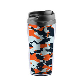 Термокружка-непроливайка с принтом Asiimov camouflage в городе Новоалтайск, внутренняя часть — пищевой пластик, наружная часть — прозрачный пластик, между ними — полиграфическая вставка с рисунком | объем — 350 мл, герметичная крышка | камуфляж | контр страйк | контра