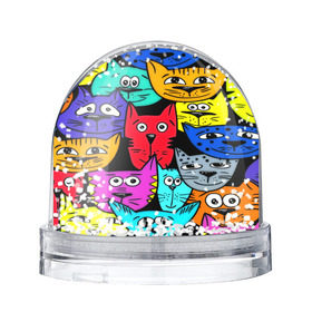 Снежный шар с принтом Кот в городе Новоалтайск, Пластик | Изображение внутри шара печатается на глянцевой фотобумаге с двух сторон | кошки | паттерн | разноцветный | яркий
