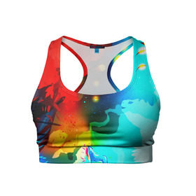 Женский спортивный топ 3D с принтом Волк в городе Новоалтайск, 82% полиэстер, 18% спандекс Ткань безопасна для здоровья, позволяет коже дышать, не мнется и не растягивается |  | 