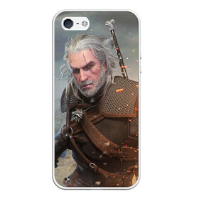 Чехол для iPhone 5/5S матовый с принтом Геральт- Игни в городе Новоалтайск, Силикон | Область печати: задняя сторона чехла, без боковых панелей | ведьмак