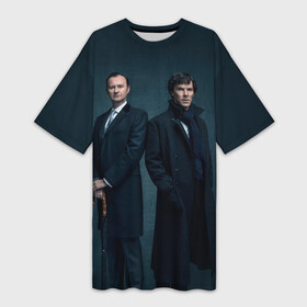 Платье-футболка 3D с принтом Холмсы в городе Новоалтайск,  |  | benedict | cumberbatch | doctor watson | freeman | holmes | sherlock | бенедикт | доктор ватсон | камбербатч | мартин | фриман | холмс | шерлок