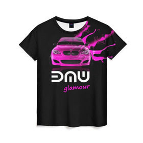 Женская футболка 3D с принтом BMW glamour в городе Новоалтайск, 100% полиэфир ( синтетическое хлопкоподобное полотно) | прямой крой, круглый вырез горловины, длина до линии бедер | bmw | m5 | pink | авто | автомобиль | бмв | гламур | машина | розовый | стиль | тачка | элита