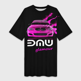 Платье-футболка 3D с принтом BMW glamour в городе Новоалтайск,  |  | bmw | m5 | pink | авто | автомобиль | бмв | гламур | машина | розовый | стиль | тачка | элита