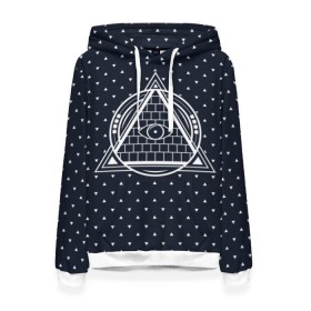 Женская толстовка 3D с принтом Illuminati в городе Новоалтайск, 100% полиэстер  | двухслойный капюшон со шнурком для регулировки, мягкие манжеты на рукавах и по низу толстовки, спереди карман-кенгуру с мягким внутренним слоем. | illuminati | pyramid | загадка | иллюминаты | око | пирамида | просвещение | просвещенные | тайна
