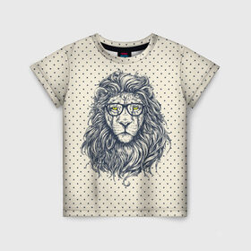 Детская футболка 3D с принтом SWAG Lion в городе Новоалтайск, 100% гипоаллергенный полиэфир | прямой крой, круглый вырез горловины, длина до линии бедер, чуть спущенное плечо, ткань немного тянется | animal | cat | hipster | king | lion | животное | зверь | король | лев | очки | хипстер