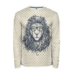 Мужской лонгслив 3D с принтом SWAG Lion в городе Новоалтайск, 100% полиэстер | длинные рукава, круглый вырез горловины, полуприлегающий силуэт | animal | cat | hipster | king | lion | животное | зверь | король | лев | очки | хипстер