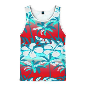 Мужская майка 3D с принтом Tropical Fashion в городе Новоалтайск, 100% полиэстер | круглая горловина, приталенный силуэт, длина до линии бедра. Пройма и горловина окантованы тонкой бейкой | Тематика изображения на принте: flower | пальмы | паттерн | цветы