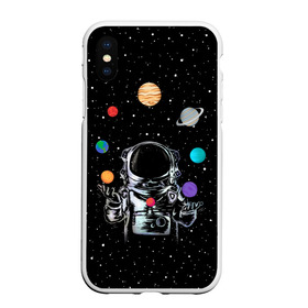 Чехол для iPhone XS Max матовый с принтом Космический жонглер в городе Новоалтайск, Силикон | Область печати: задняя сторона чехла, без боковых панелей | astronaut | cosmonaut | cosmos | galaxy | planet | space | star | universe | астронавт | вселенная | галактика | звезды | земля | космонавт | космос | луна | марс | планета | сатурн | уран