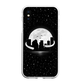 Чехол для iPhone XS Max матовый с принтом Лунные объятия в городе Новоалтайск, Силикон | Область печати: задняя сторона чехла, без боковых панелей | astronaut | city | cosmonaut | cosmos | galaxy | moon | planet | smile | space | universe | астронавт | вселенная | галактика | город | звезды | космонавт | космос | луна | смайл | улыбка