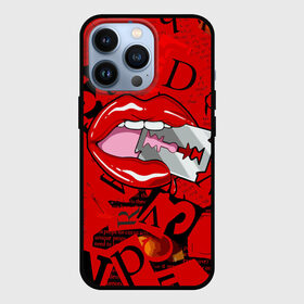 Чехол для iPhone 13 Pro с принтом Поп арт, опасная бритва в городе Новоалтайск,  |  | blade | blood | dangerous | drop | letters | lips | pop   art | razor | бритва | буквы | губы | капля | кровь | лезвие | опасная | поп арт