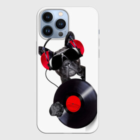 Чехол для iPhone 13 Pro Max с принтом DJ бульдог в городе Новоалтайск,  |  | Тематика изображения на принте: бульдог | винил | диджей | музыка | наушники | очки | пёс | пластинка | собака | юмор