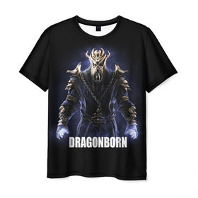 Мужская футболка 3D с принтом Dragonborn в городе Новоалтайск, 100% полиэфир | прямой крой, круглый вырез горловины, длина до линии бедер | game | the elder scrolls v: skyrim | драконорожденный | игра | игрок