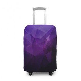 Чехол для чемодана 3D с принтом PolyViolet в городе Новоалтайск, 86% полиэфир, 14% спандекс | двустороннее нанесение принта, прорези для ручек и колес | полигон | тёмный | треугольники | фиолетовый