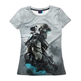 Женская футболка 3D с принтом Ghost Recon в городе Новоалтайск, 100% полиэфир ( синтетическое хлопкоподобное полотно) | прямой крой, круглый вырез горловины, длина до линии бедер | battlefield | call of duty | clancy | cod | counter | csgo | rainbow | six | strike | tom | tom clancy’s