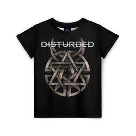 Детская футболка 3D с принтом Disturbed 2 в городе Новоалтайск, 100% гипоаллергенный полиэфир | прямой крой, круглый вырез горловины, длина до линии бедер, чуть спущенное плечо, ткань немного тянется | disturbed | donegan | draiman | moyer | wengren | венгрен | дистурбед | дониган | дрейман | мойер | хард рок