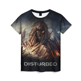 Женская футболка 3D с принтом Disturbed 8 в городе Новоалтайск, 100% полиэфир ( синтетическое хлопкоподобное полотно) | прямой крой, круглый вырез горловины, длина до линии бедер | disturbed | donegan | draiman | moyer | wengren | венгрен | дистурбед | дониган | дрейман | мойер | хард рок