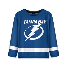 Детский лонгслив 3D с принтом Tampa Bay Kucherov в городе Новоалтайск, 100% полиэстер | длинные рукава, круглый вырез горловины, полуприлегающий силуэт
 | Тематика изображения на принте: 86 | nikita kucherov | tampa bay lightning | никита кучеров | нхл | тампа бэй лайтнинг | хоккей