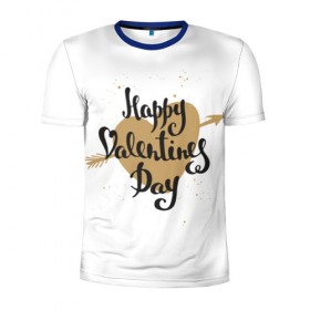Мужская футболка 3D спортивная с принтом Happy Valentine`s Day в городе Новоалтайск, 100% полиэстер с улучшенными характеристиками | приталенный силуэт, круглая горловина, широкие плечи, сужается к линии бедра | Тематика изображения на принте: 