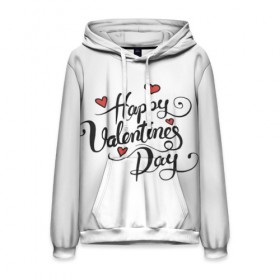 Мужская толстовка 3D с принтом Happy Valentine`s Day в городе Новоалтайск, 100% полиэстер | двухслойный капюшон со шнурком для регулировки, мягкие манжеты на рукавах и по низу толстовки, спереди карман-кенгуру с мягким внутренним слоем. | Тематика изображения на принте: 