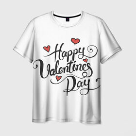 Мужская футболка 3D с принтом Happy Valentine`s Day в городе Новоалтайск, 100% полиэфир | прямой крой, круглый вырез горловины, длина до линии бедер | Тематика изображения на принте: 