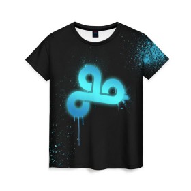 Женская футболка 3D с принтом cs:go - Cloud 9 (Black collection) в городе Новоалтайск, 100% полиэфир ( синтетическое хлопкоподобное полотно) | прямой крой, круглый вырез горловины, длина до линии бедер | cloud9 | cs | csgo | го | кс