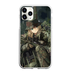 Чехол для iPhone 11 Pro матовый с принтом Девушка с оружием в городе Новоалтайск, Силикон |  | anime | eyes | forest camouflage | girl | green | guns | japanese | rifle | sniper | аниме | винтовка | глаза | девушка | зеленые | камуфляж | лес | оружие | снайпер | японская