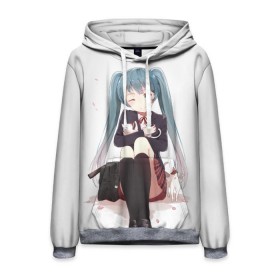 Мужская толстовка 3D с принтом Vocaloid в городе Новоалтайск, 100% полиэстер | двухслойный капюшон со шнурком для регулировки, мягкие манжеты на рукавах и по низу толстовки, спереди карман-кенгуру с мягким внутренним слоем. | hatsune miku | miku | vocaloid | аниме | вокалоиды | мику | хацуне мику