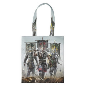 Сумка 3D повседневная с принтом For Honor в городе Новоалтайск, 100% полиэстер | Плотность: 200 г/м2; Размер: 34×35 см; Высота лямок: 30 см | for honor | боевые топоры | воители | доспехи | мечи | трое 3 | шлем