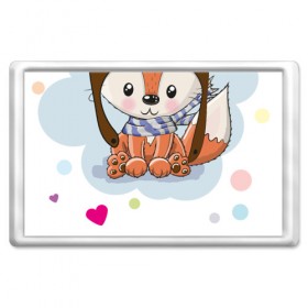 Магнит 45*70 с принтом Лисёнок-пилот в городе Новоалтайск, Пластик | Размер: 78*52 мм; Размер печати: 70*45 | животные