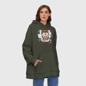 Худи SuperOversize хлопок с принтом Лисёнок-пилот в городе Новоалтайск, 70% хлопок, 30% полиэстер, мягкий начес внутри | карман-кенгуру, эластичная резинка на манжетах и по нижней кромке, двухслойный капюшон
 | животные