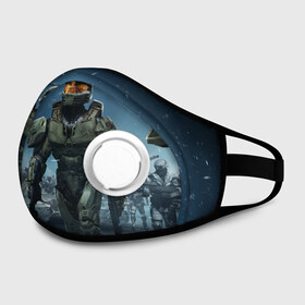 Маска из неопрена с принтом Halo в городе Новоалтайск, неопрен 100% | Форма огибающая нос. Резинки для ушей с дополнительной резинкой на затылке. Клапан для выдоха для активного дыхания при занятиях спортом. Эластичный материал маски и окантовки для лучшего растяжения и прилегания маски.  | halo | wars | автоматы | воители | доспехи | игры | техника фэнтези | трое 3 | фэнтези