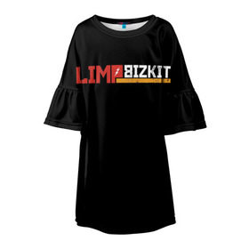 Детское платье 3D с принтом Limp Bizkit в городе Новоалтайск, 100% полиэстер | прямой силуэт, чуть расширенный к низу. Круглая горловина, на рукавах — воланы | fred durst | limp bizkit | лим бискит | фред дерст