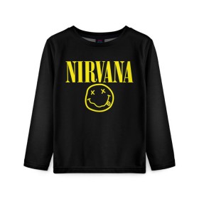 Детский лонгслив 3D с принтом Nirvana в городе Новоалтайск, 100% полиэстер | длинные рукава, круглый вырез горловины, полуприлегающий силуэт
 | Тематика изображения на принте: curt | nirvana | кобейн | курт | нирвана