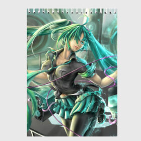 Скетчбук с принтом Hatsune Miku в городе Новоалтайск, 100% бумага
 | 48 листов, плотность листов — 100 г/м2, плотность картонной обложки — 250 г/м2. Листы скреплены сверху удобной пружинной спиралью | мику | хацуне