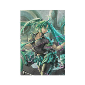 Обложка для паспорта матовая кожа с принтом Hatsune Miku в городе Новоалтайск, натуральная матовая кожа | размер 19,3 х 13,7 см; прозрачные пластиковые крепления | Тематика изображения на принте: мику | хацуне