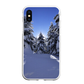 Чехол для iPhone XS Max матовый с принтом Зимний лес в городе Новоалтайск, Силикон | Область печати: задняя сторона чехла, без боковых панелей | времена года | ель | зима | леса | лучи света | природа | снег