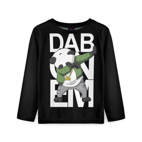 Детский лонгслив 3D с принтом Panda dab в городе Новоалтайск, 100% полиэстер | длинные рукава, круглый вырез горловины, полуприлегающий силуэт
 | dab | dab n dance | dab on em | panda dab | дэб