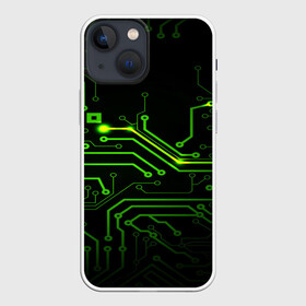 Чехол для iPhone 13 mini с принтом Tehnology в городе Новоалтайск,  |  | зеленый | микросхема | черный
