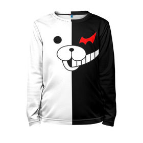 Детский лонгслив 3D с принтом Monokuma в городе Новоалтайск, 100% полиэстер | длинные рукава, круглый вырез горловины, полуприлегающий силуэт
 | danganronpa | monokuma | данганронпа