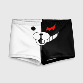 Детские купальные плавки 3D с принтом Monokuma чернобелый в городе Новоалтайск, Полиэстер 85%, Спандекс 15% | Слитный крой, подклад по переду изделия, узкие бретели | Тематика изображения на принте: danganronpa | monokuma | данганронпа