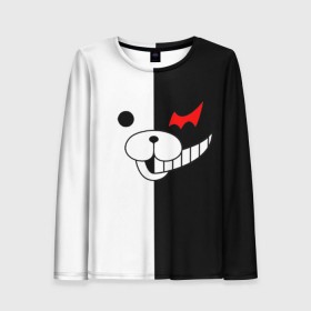 Женский лонгслив 3D с принтом Monokuma в городе Новоалтайск, 100% полиэстер | длинные рукава, круглый вырез горловины, полуприлегающий силуэт | danganronpa | monokuma | данганронпа